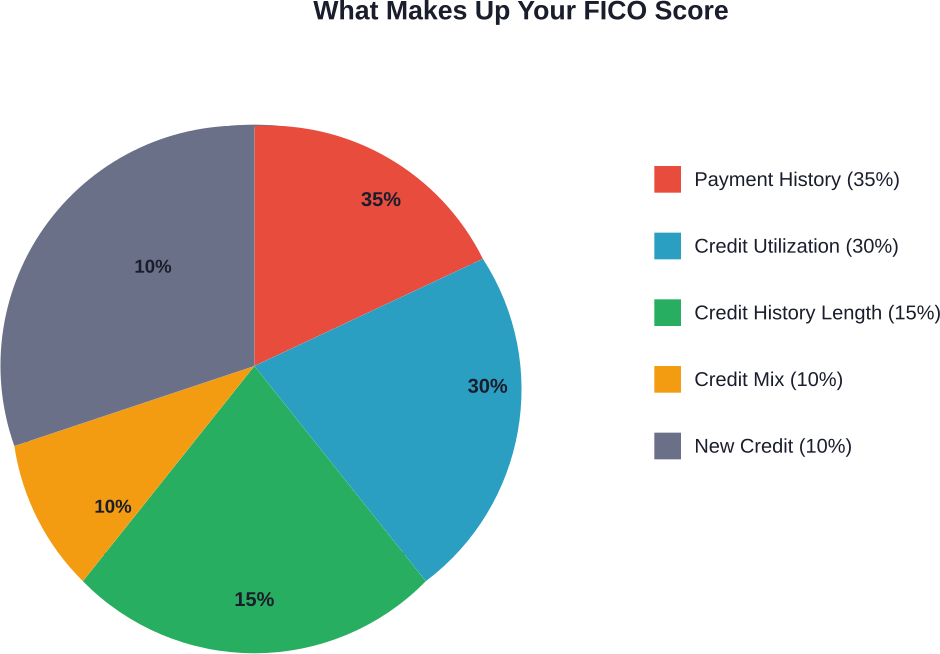 The five weighted factors that determine FICO credit scores