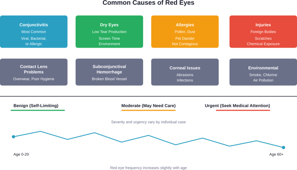 Distribution and severity levels of common red eye causes