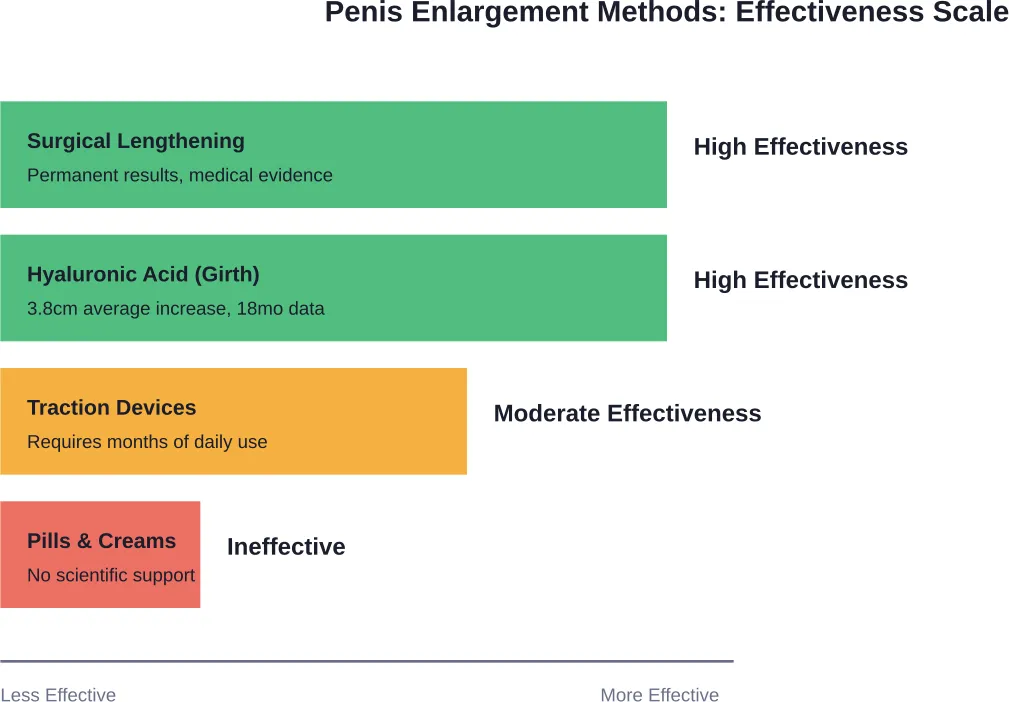 Comparison of penis enlargement methods based on available clinical evidence and research outcomes
