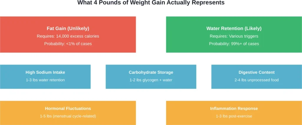 Common causes of rapid 4-pound weight fluctuations and their typical contribution ranges
