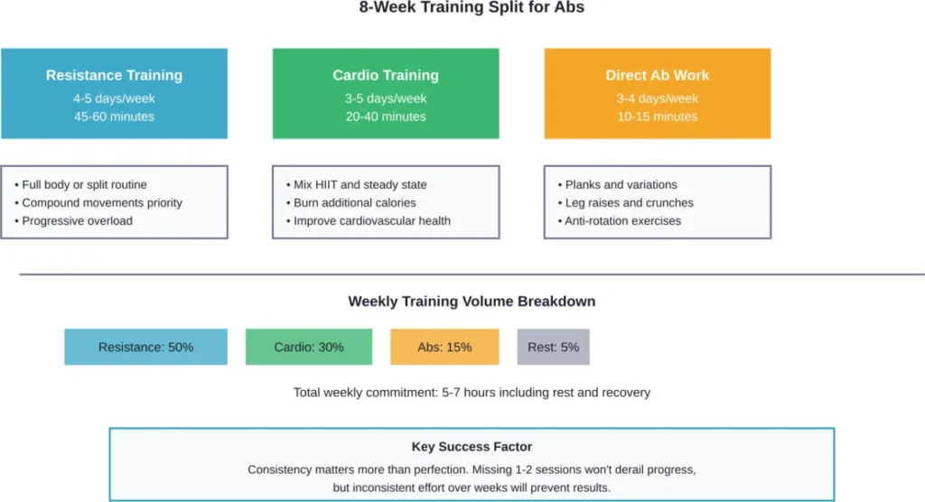 Optimal training split for an 8-week ab development program