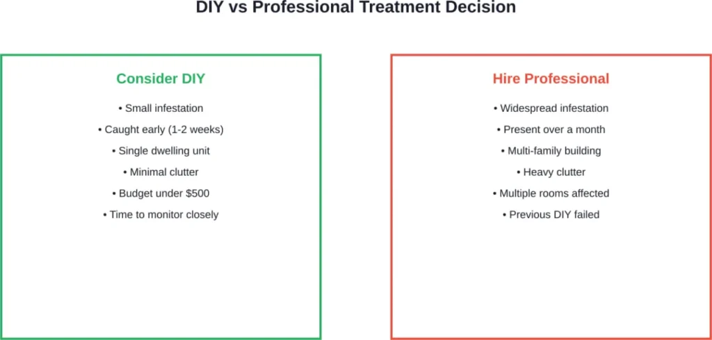 Key factors to consider when choosing between DIY and professional bed bug treatment