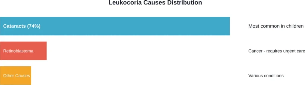 Distribution of conditions causing white pupil appearance in children