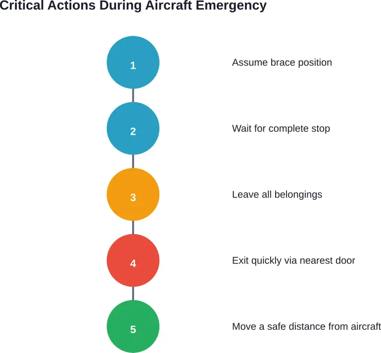 Five critical steps that dramatically improve survival chances during aircraft emergencies and evacuations.