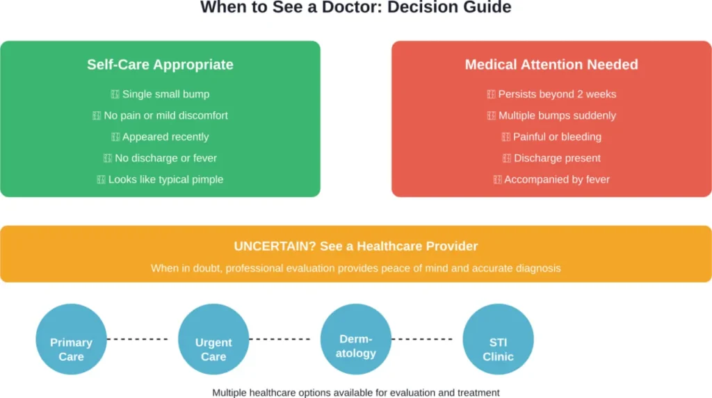 Decision framework for determining when penile bumps require medical evaluation versus home care