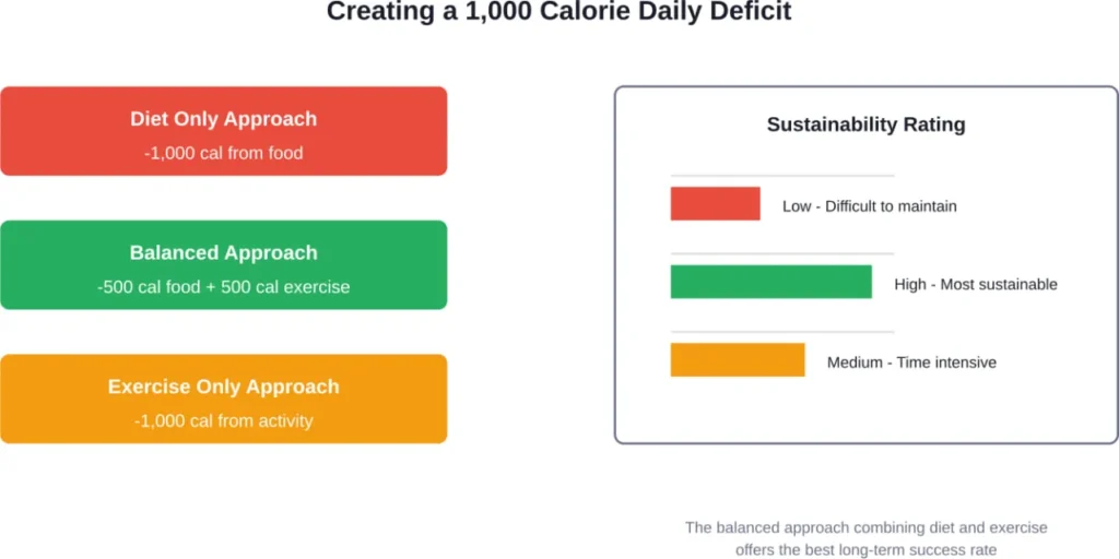Comparison of three deficit strategies for 50-pound weight loss over six months