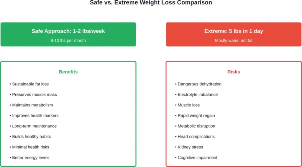 The dramatic difference in outcomes between safe, gradual weight loss and extreme rapid approaches