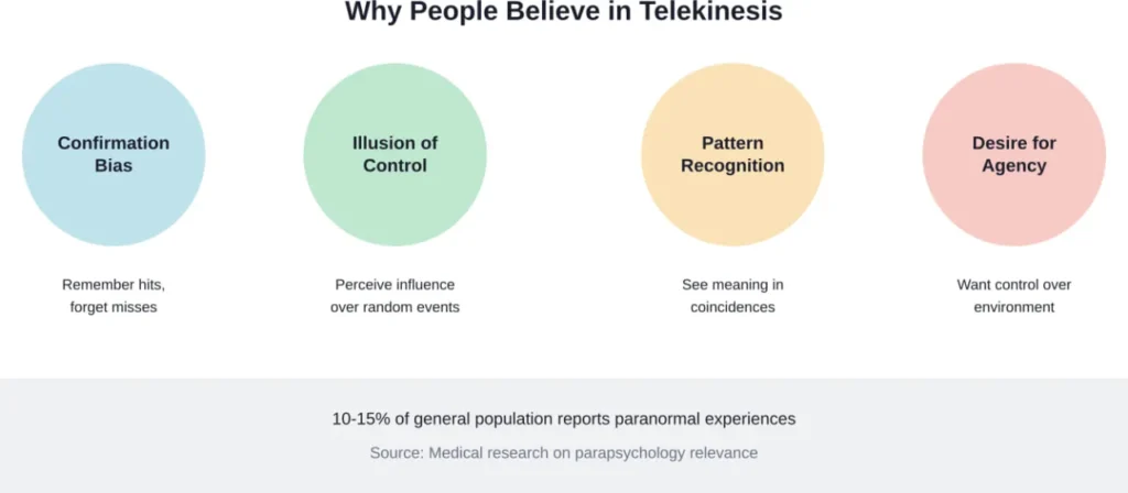 Cognitive biases and psychological factors that contribute to belief in telekinetic abilities