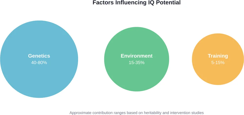 Relative contribution of different factors to overall IQ scores