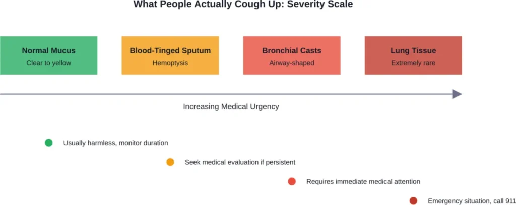 Severity spectrum of materials people can expectorate during coughing episodes