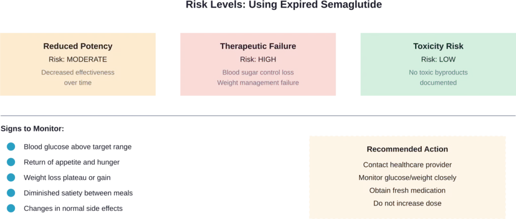 Overview of risks, warning signs, and recommended actions when using expired semaglutide