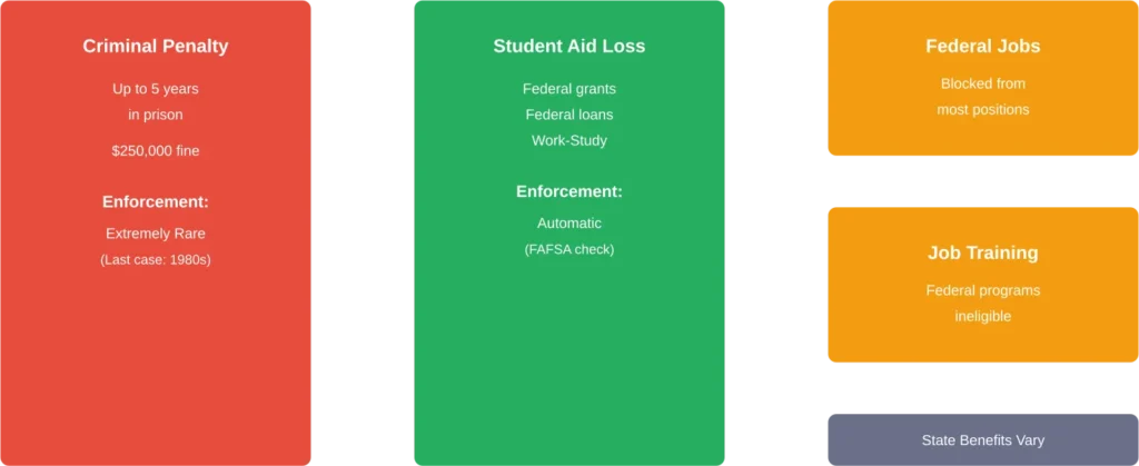 Primary consequences of failing to register for Selective Service, ranked by enforcement frequency