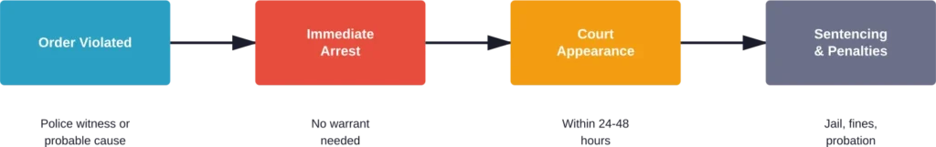 The enforcement process for restraining order violations from incident to sentencing