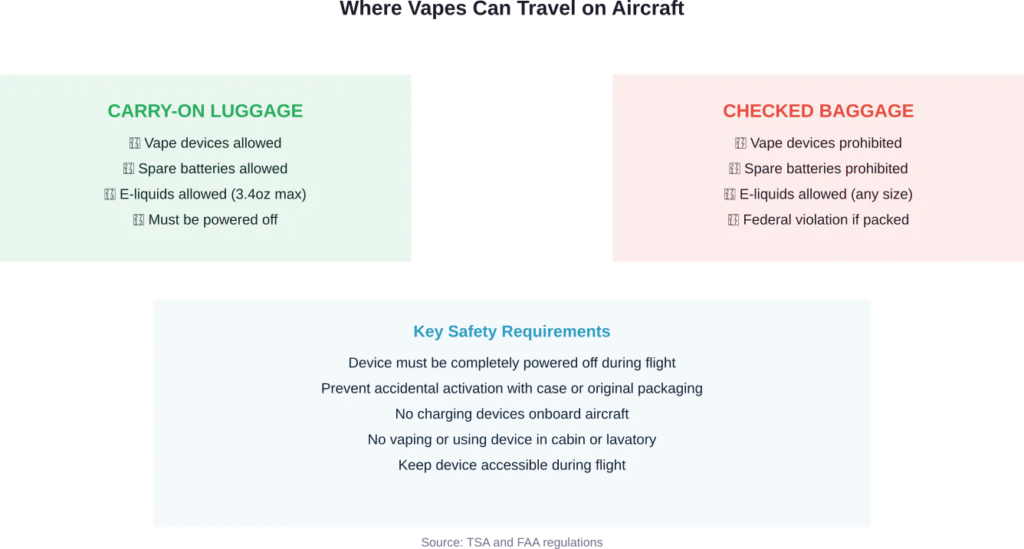 TSA and FAA requirements for traveling with electronic smoking devices on commercial aircraft.