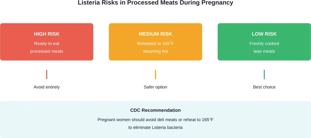 Risk levels for processed meat consumption during pregnancy based on CDC guidelines
