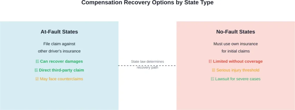 How state fault systems affect your ability to recover compensation when uninsured