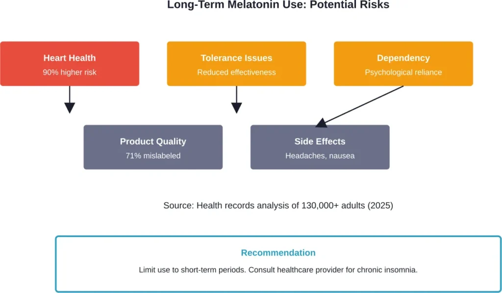 Major concerns associated with nightly, long-term melatonin supplementation based on recent research and clinical observations.