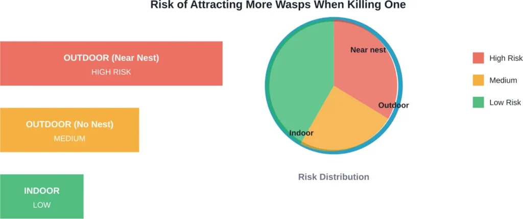 Comparative risk levels of attracting additional wasps based on location and nest proximity when killing a single wasp