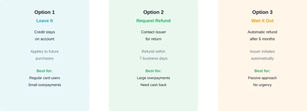 Three ways to handle credit card overpayment, with best use cases for each option