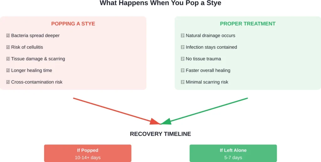Comparison of outcomes between popping a stye versus allowing natural healing with proper treatment