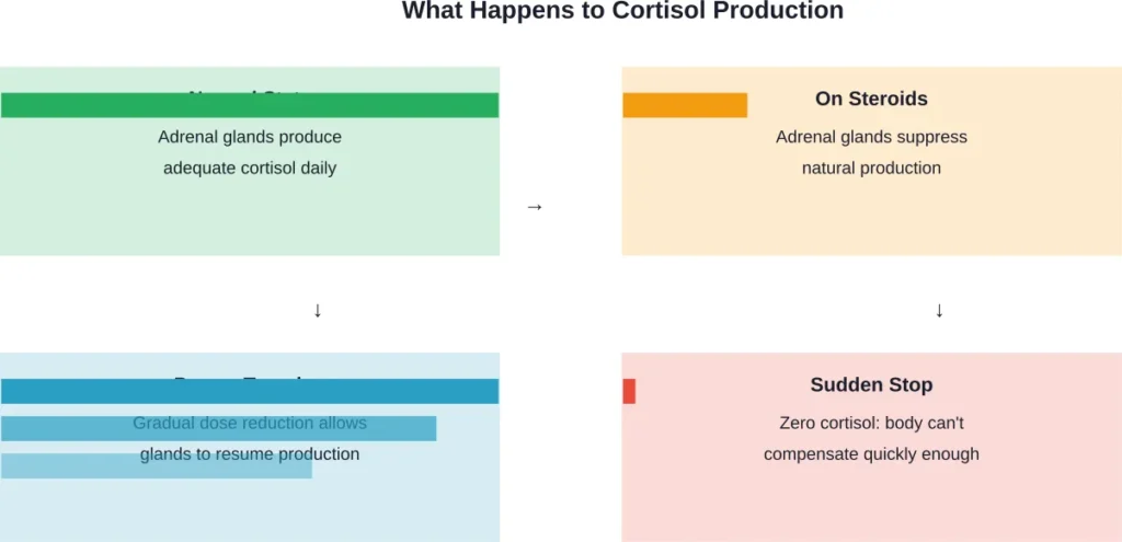The impact of different steroid discontinuation approaches on cortisol production