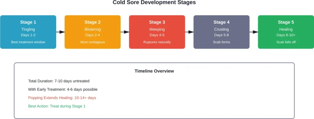 The five stages of cold sore development and how popping disrupts natural healing