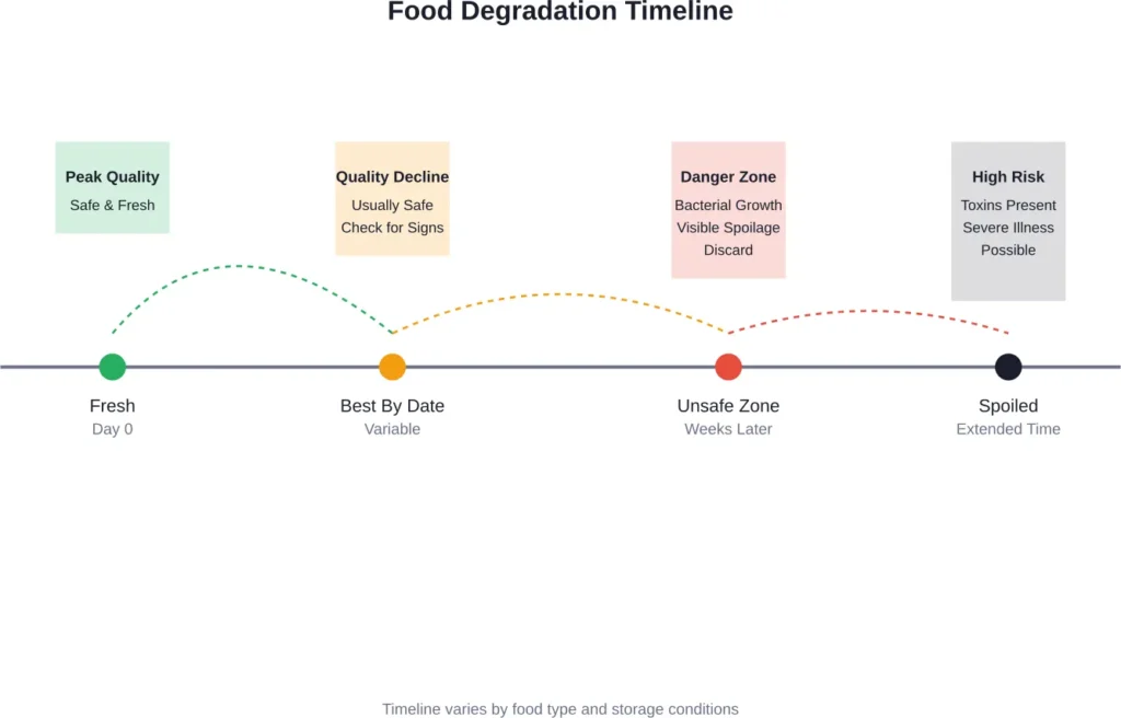 How food safety and quality change over time from production to spoilage