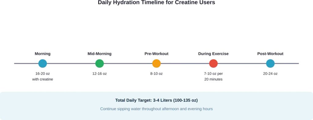 Recommended water intake schedule when supplementing with creatine