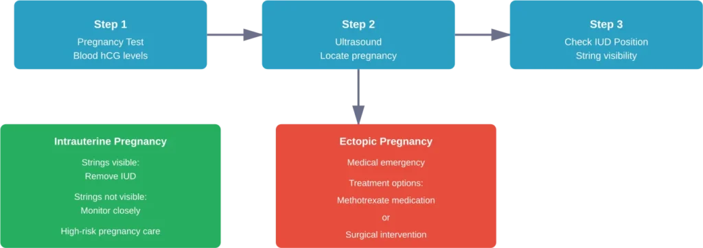 Medical evaluation and decision process for pregnancy with an IUD in place