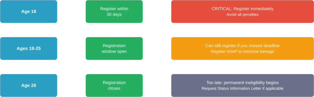 Timeline of Selective Service registration requirements and consequences