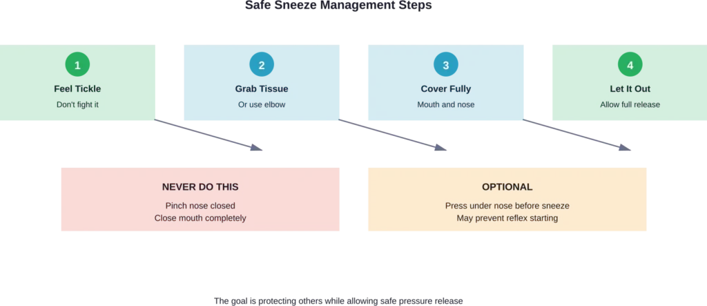 Step-by-step guide for managing sneezes safely without risking injury