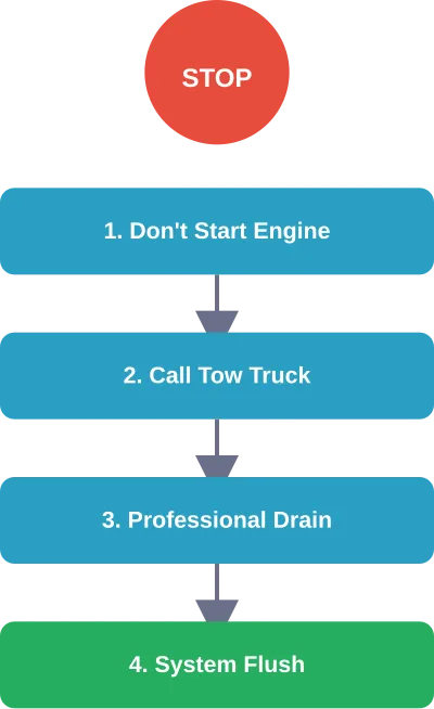 Step-by-step response protocol when diesel is accidentally pumped into a gasoline vehicle