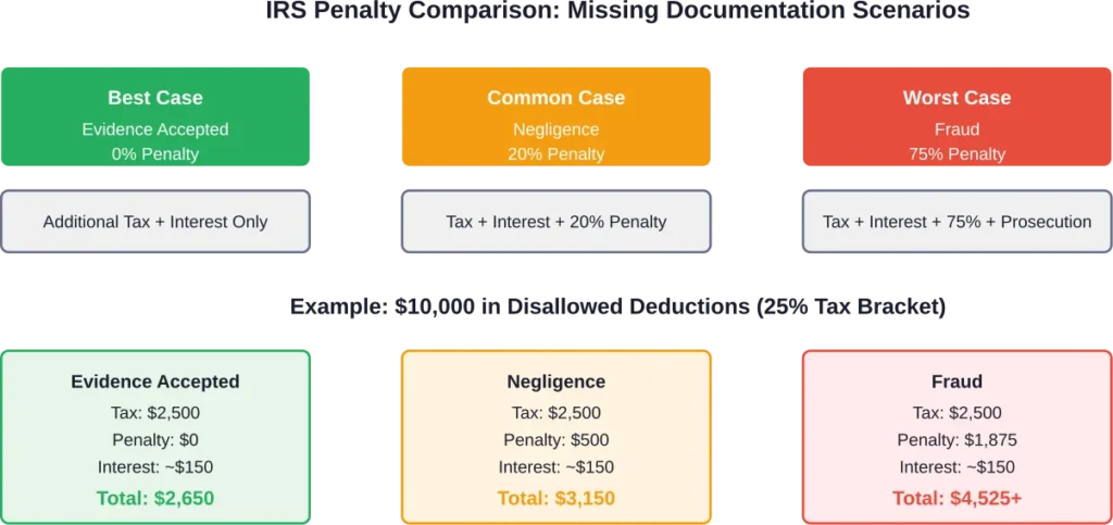 Financial impact comparison of different audit outcomes based on penalty severity