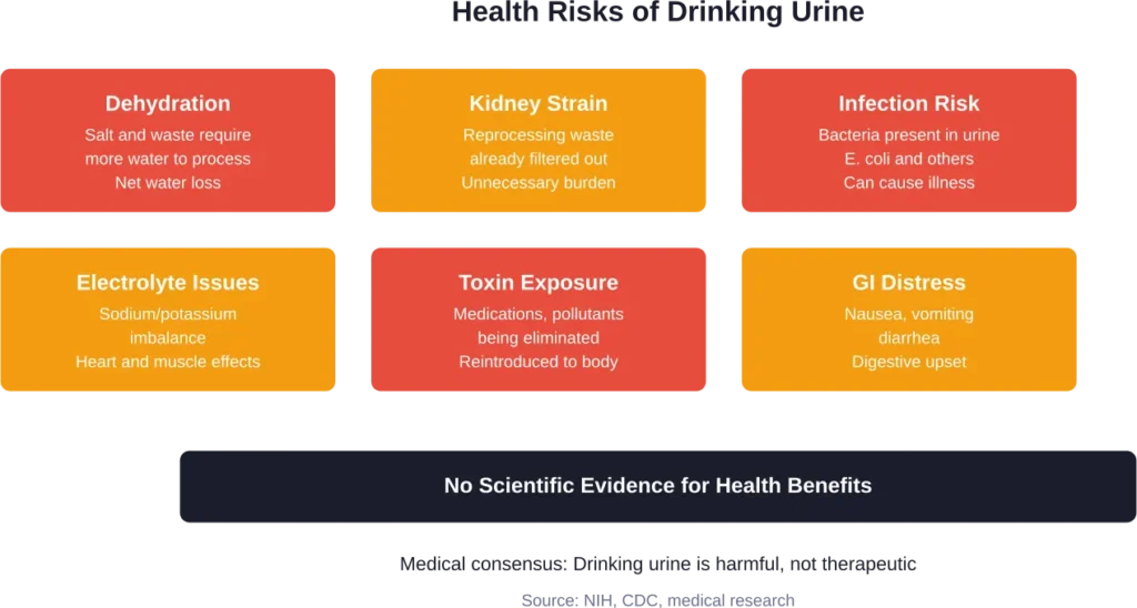 Major health risks associated with drinking urine according to medical research