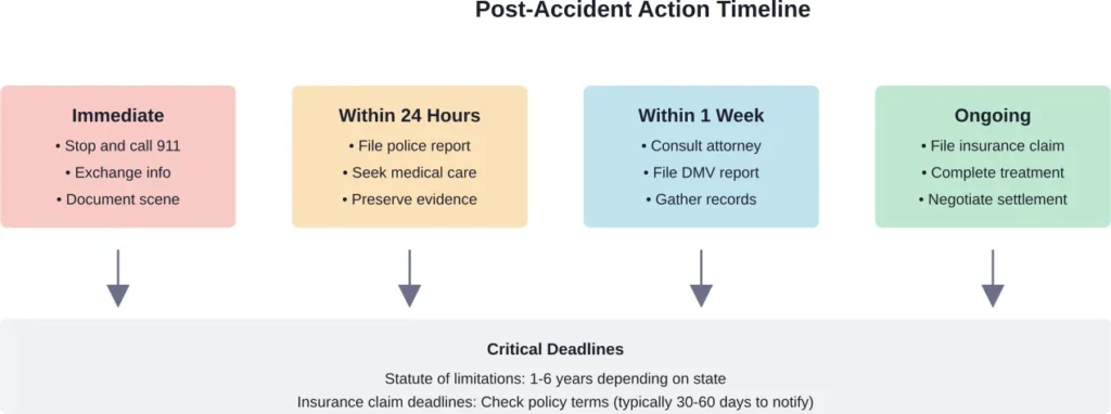 Essential actions to take at each stage following an accident when you're uninsured