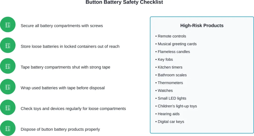 Essential safety measures and common products containing button batteries