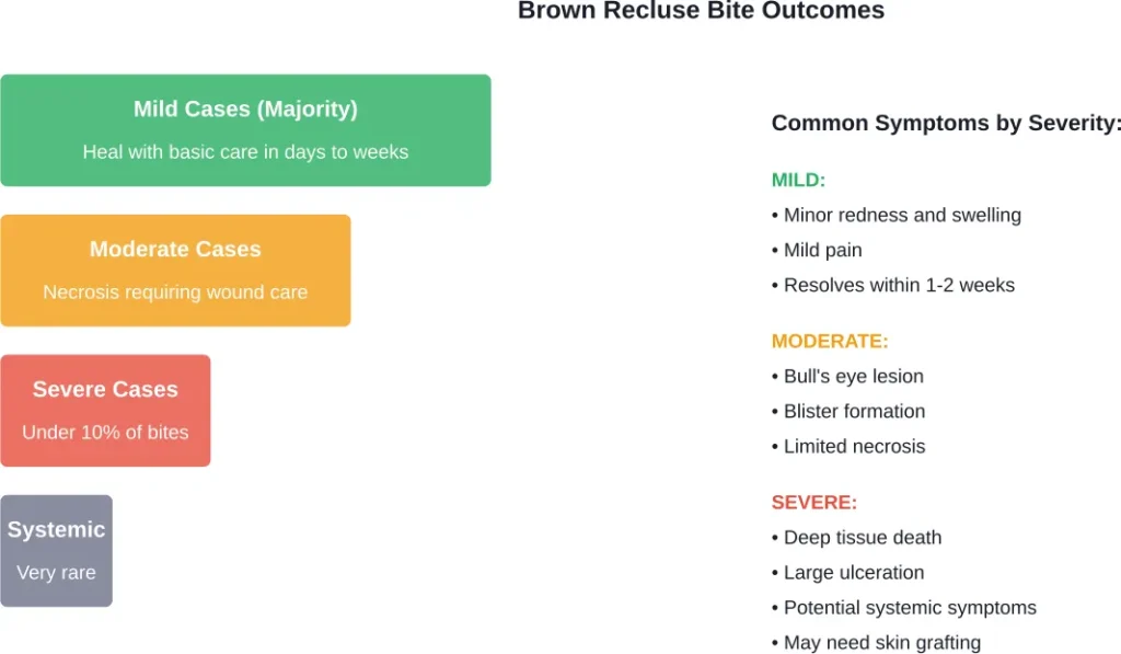 Distribution of brown recluse bite severity and associated symptoms for each category