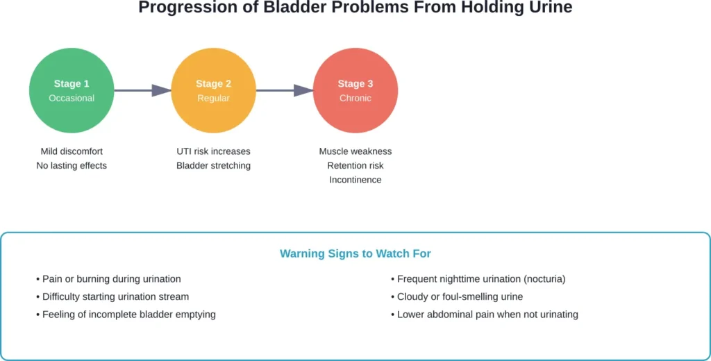 How bladder problems escalate from occasional to chronic urine retention, with key warning signs