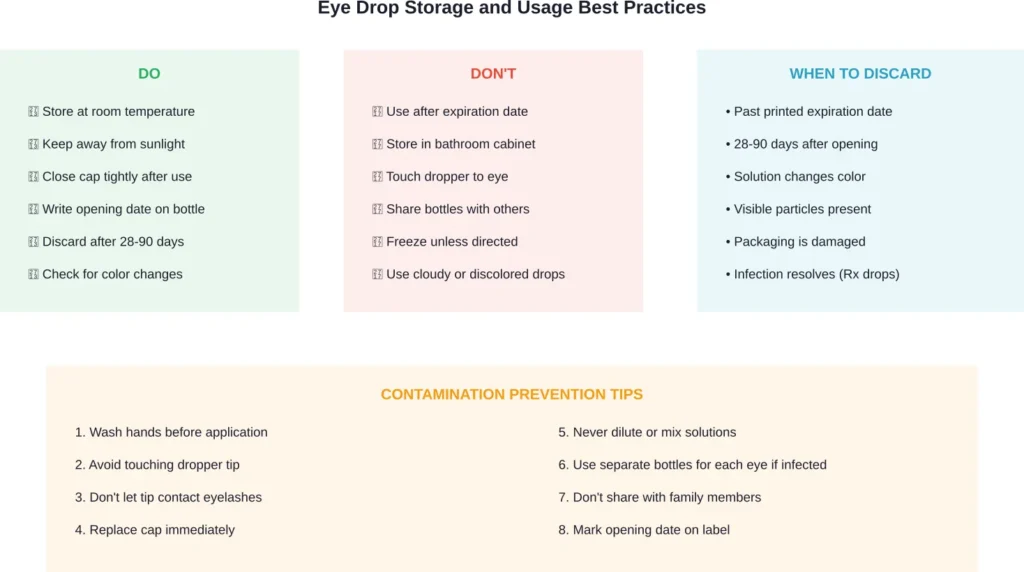 Comprehensive guidelines for storing, using, and discarding eye drops to maximize safety and effectiveness while minimizing contamination risk.