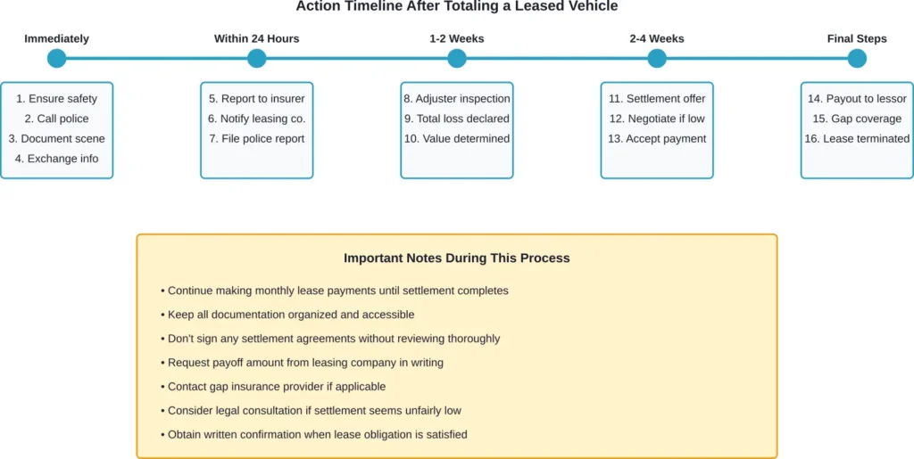Complete timeline and action steps following a total loss on a leased vehicle