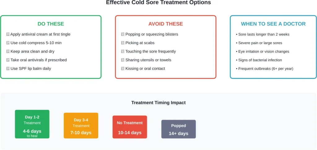 Treatment timing significantly affects cold sore healing duration—earlier intervention yields faster results