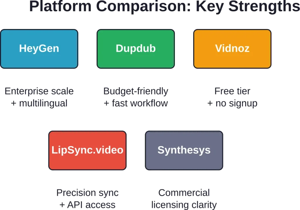 Different platforms optimize for distinct use cases—from enterprise scalability to budget-conscious creators.