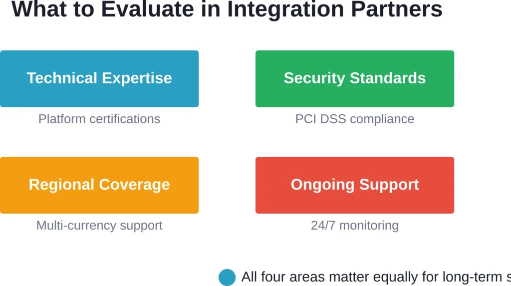 Four critical evaluation criteria when selecting a payment gateway integration partner