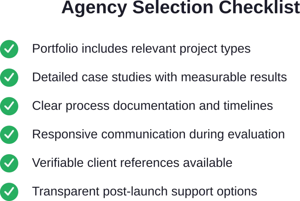 Six essential criteria to verify before selecting a web development agency partner.