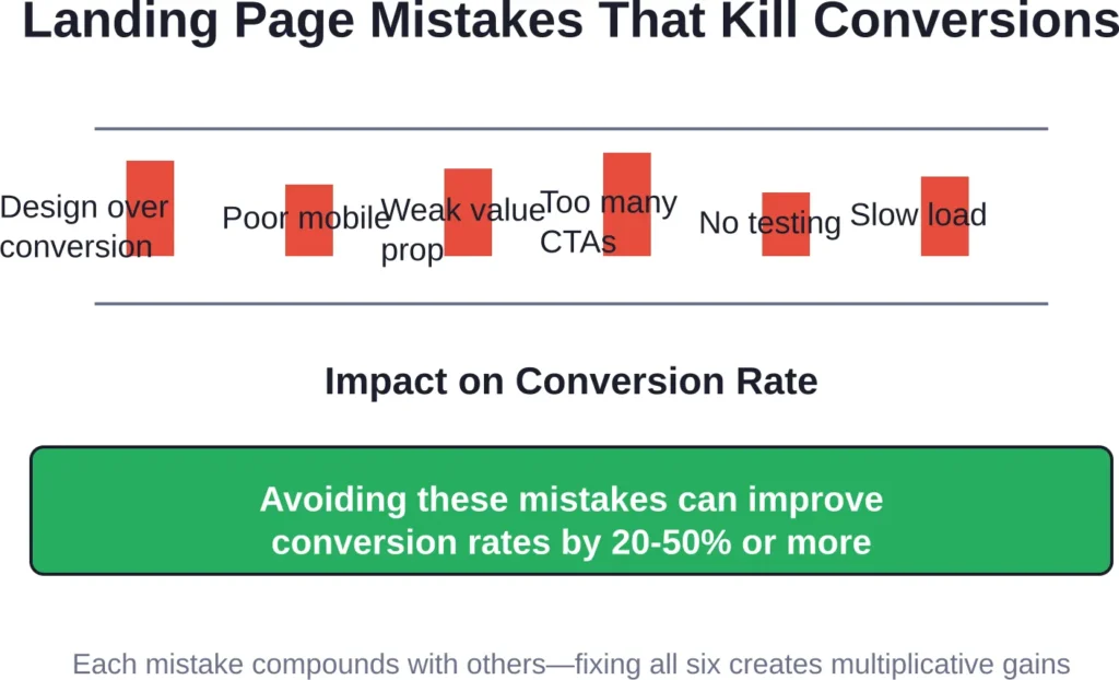 Six common landing page mistakes that significantly impact conversion performance