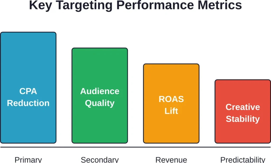Prioritize metrics in this order when evaluating targeting tool effectiveness—CPA drives most decisions, while creative stability indicates long-term sustainability.