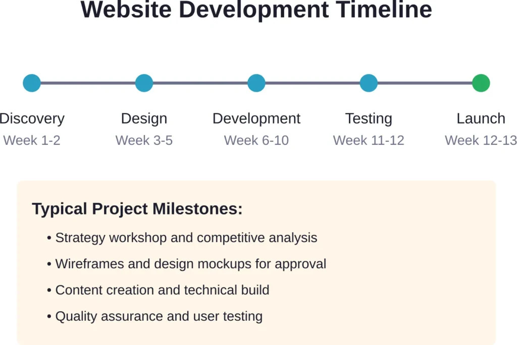 Standard timeline for professional dental website development from initial consultation through launch