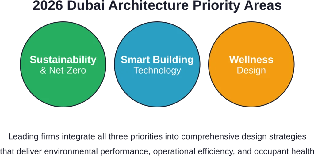 Three interconnected priorities drive architectural innovation in Dubai's 2026 market