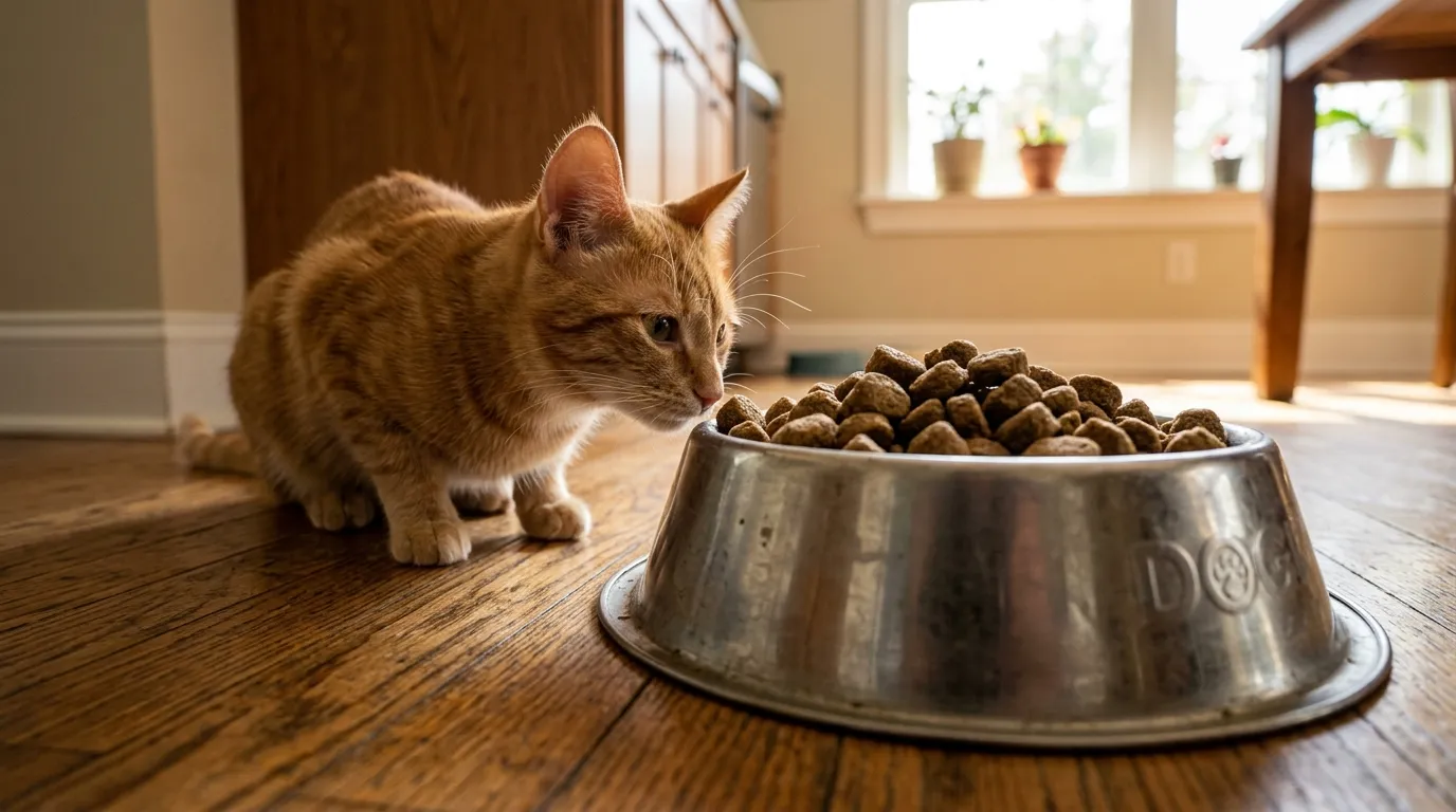 Is It OK for Cats to Eat Dog Food? [2026 Vet Guide]