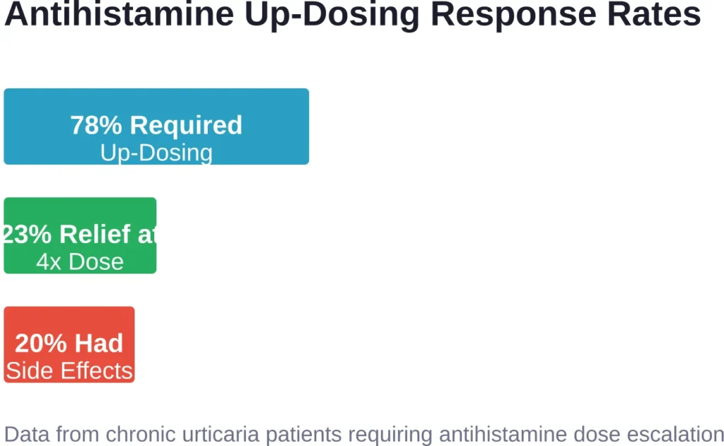 Clinical response rates when antihistamine doses are increased beyond standard recommendations for chronic urticaria treatment